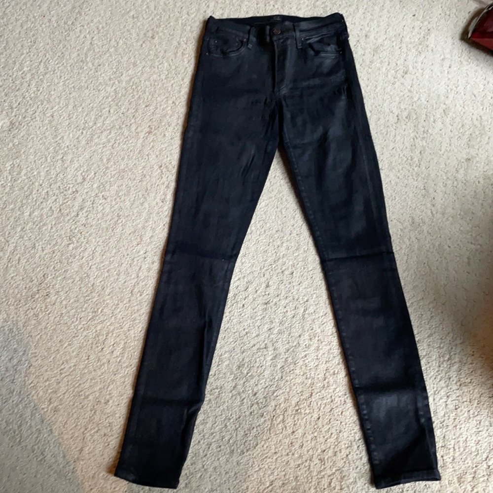 Citizens of Humanity Black Coated Denim ROCKET Stick High Rise Skinny jean